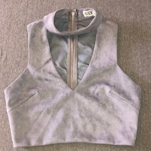 NWOT SEEK: The Label Grey Suede Choker Crop Top
